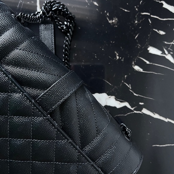 SAINT LAURENT SMALL ENVELOPE IN QUILTED GRAIN DE POUDRE EMBOSSED LEATHER - Picture 4 of 12